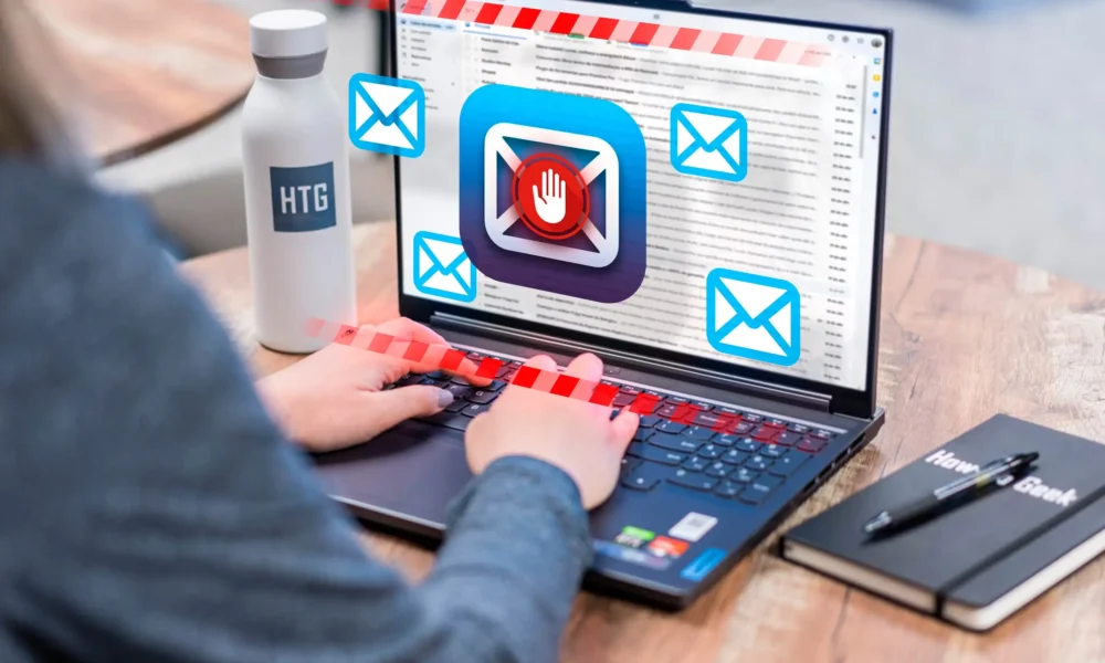 Illustration of email marketing growth in 2025, featuring laptop with newsletter popups, subscriber growth icons, and digital marketing elements.