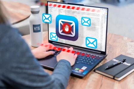 Illustration of email marketing growth in 2025, featuring laptop with newsletter popups, subscriber growth icons, and digital marketing elements.