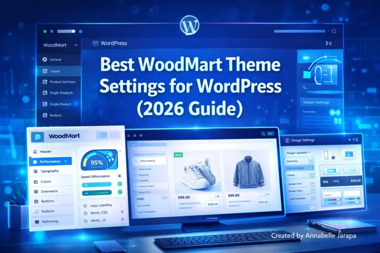 WoodMart theme settings dashboard in WordPress with WooCommerce customization and performance optimization options for 2026