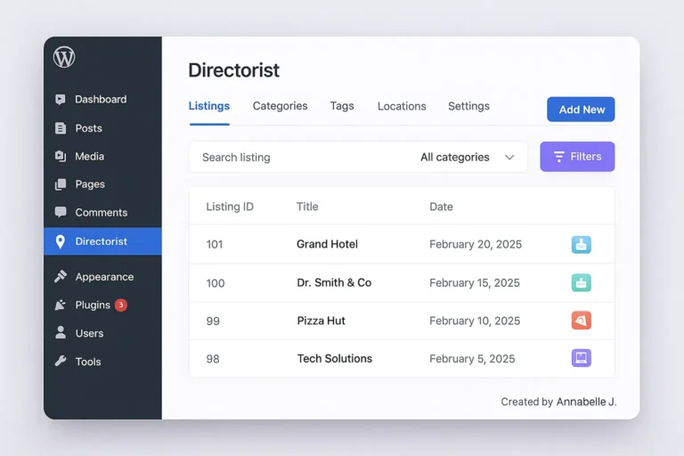Ultimate Directorist Plugin Tutorial: Wordpress 2025 1 Directorist plugin WordPress dashboard showing modern directory listing interface in 2025.