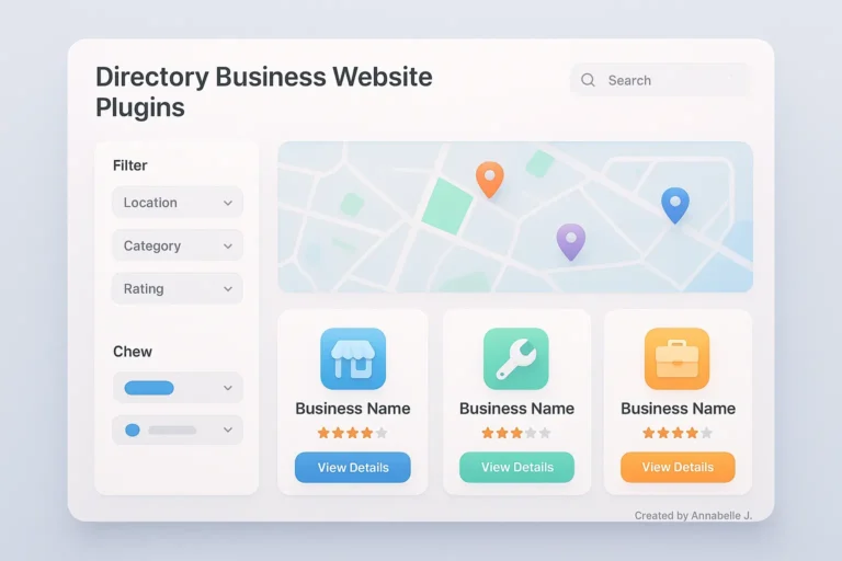 Modern 2025 directory business plugins interface with listing panels and map tools.