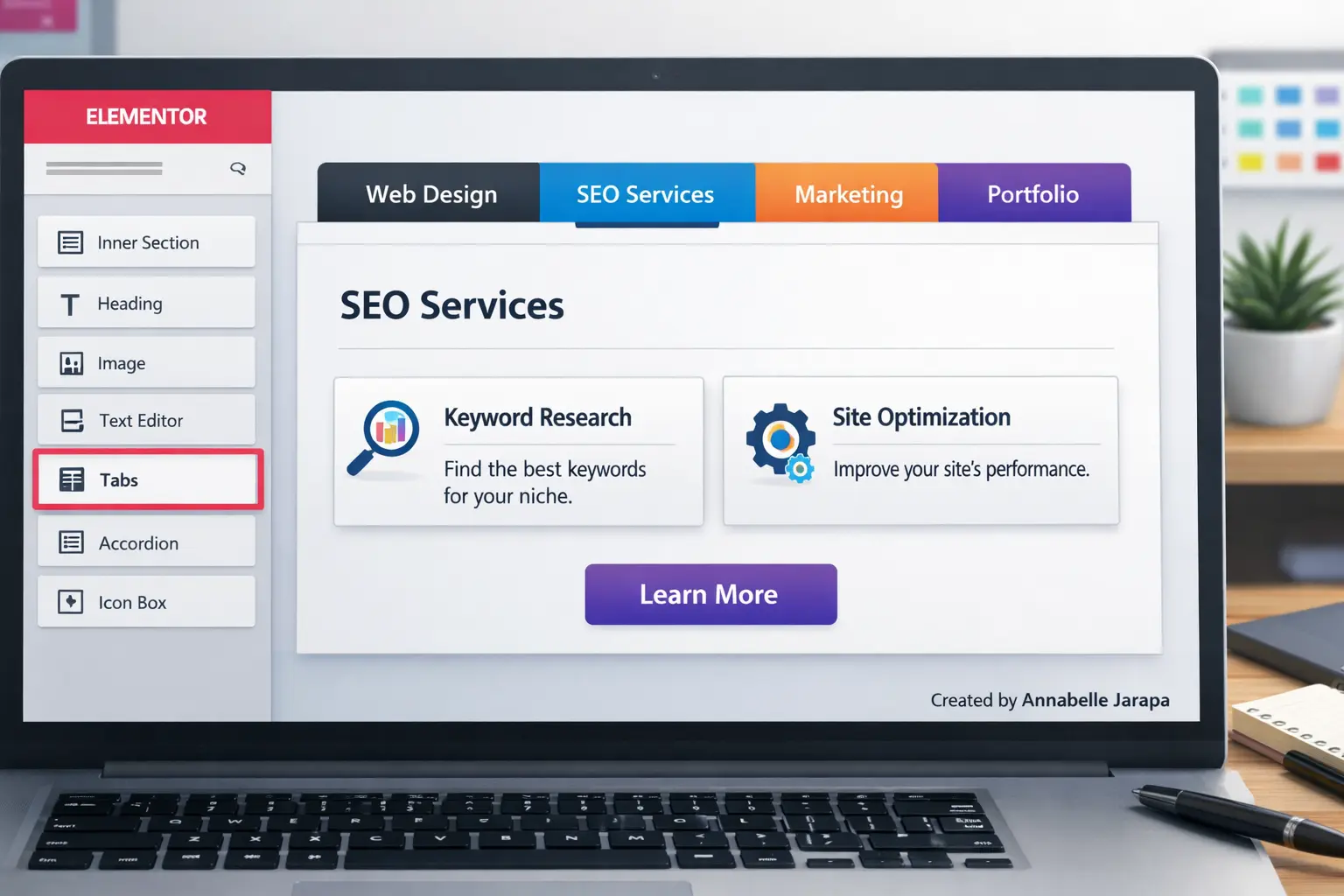 Custom Elementor tabs layout for WordPress 2026