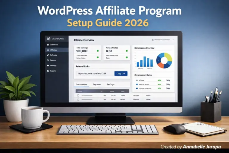 WordPress affiliate program setup dashboard with referral tracking and commission settings